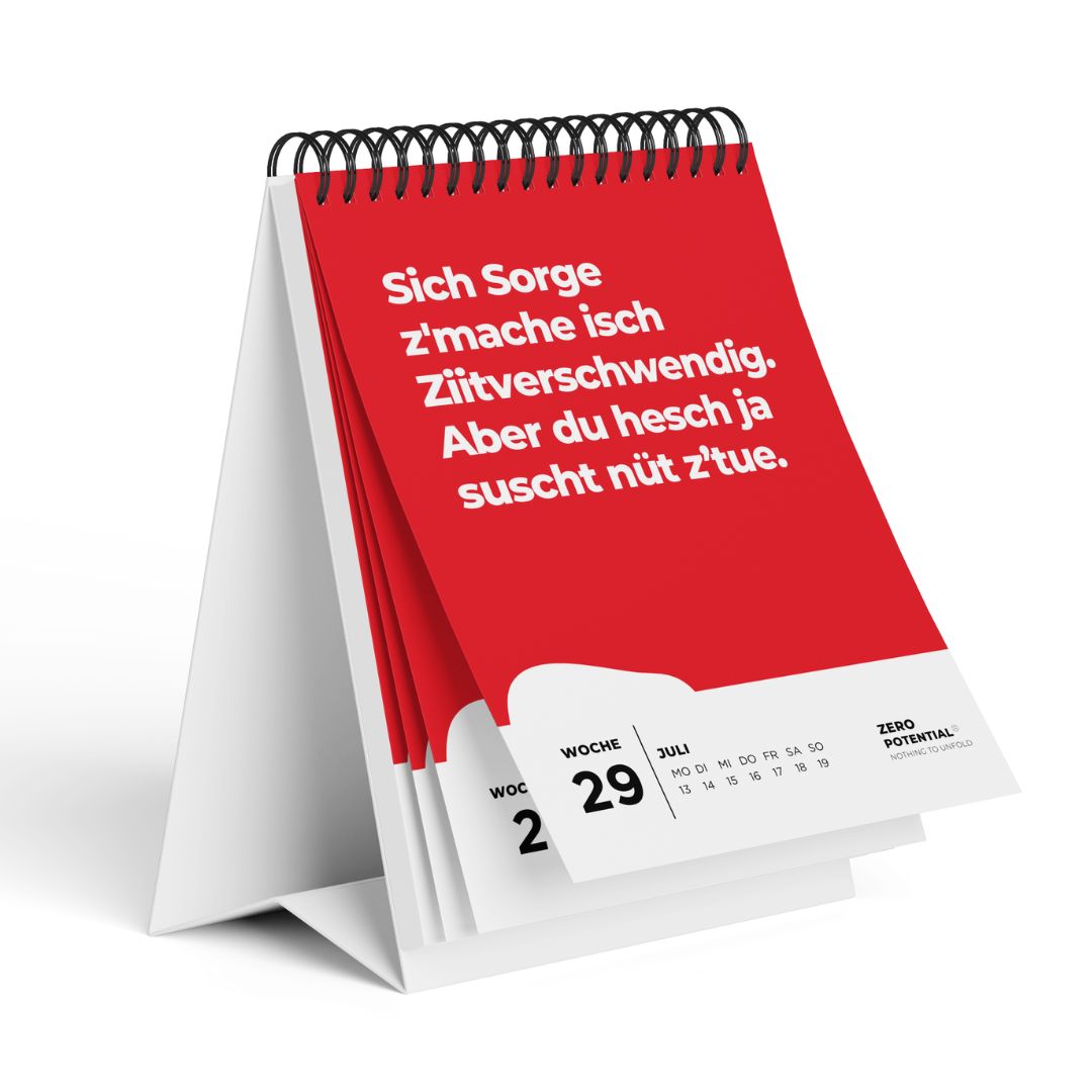 Calendrier de bureau 2026 extrêmement démotivant, suisse allemand - 52 semaines