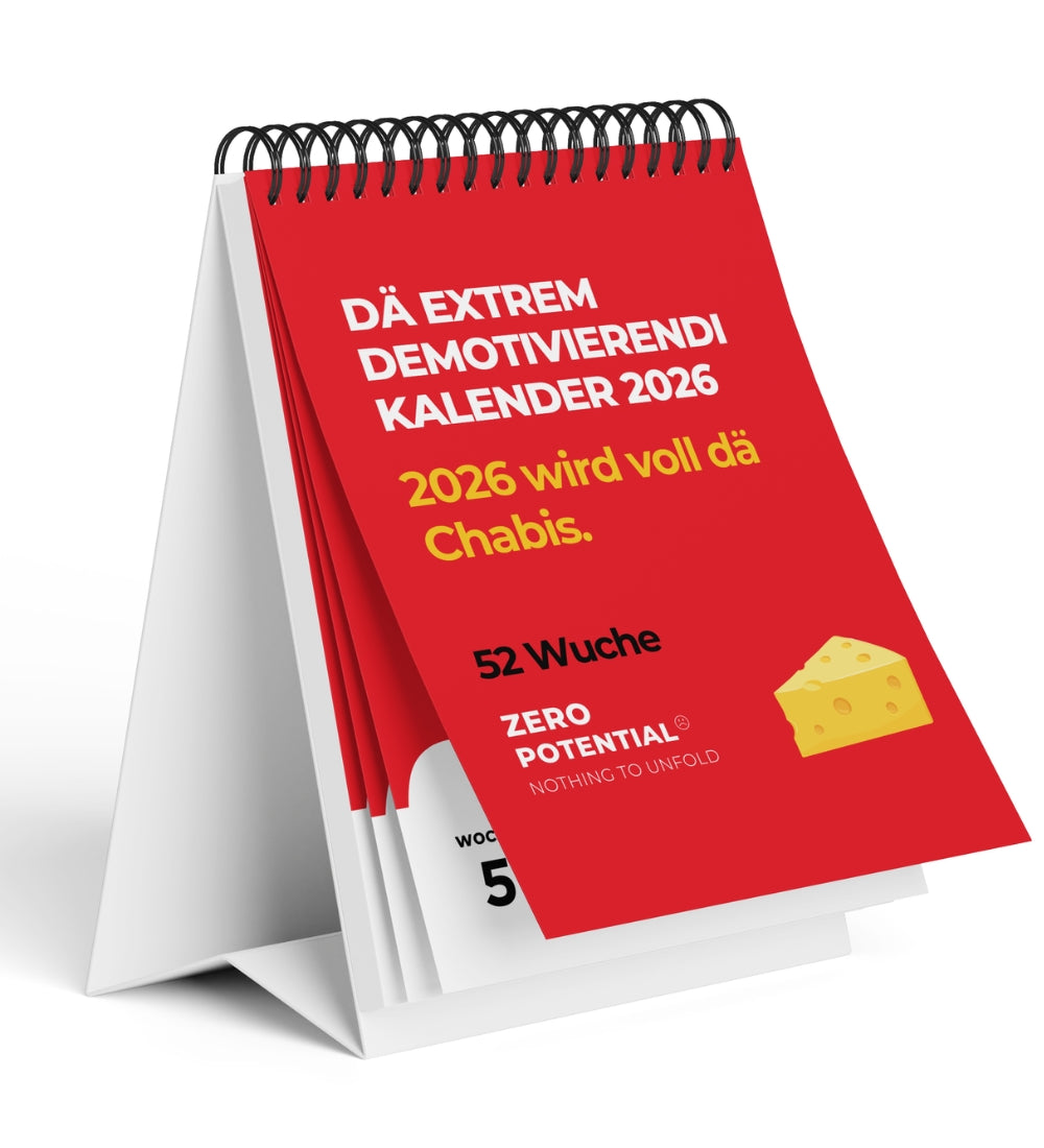 Calendrier de bureau 2026 extrêmement démotivant, suisse allemand - 52 semaines
