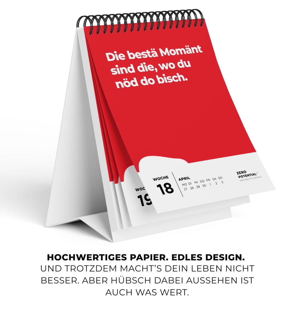 Calendrier de bureau 2026 extrêmement démotivant, suisse allemand - 52 semaines