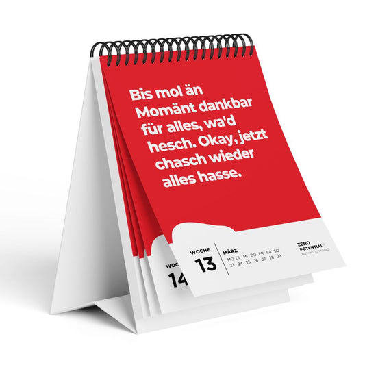 EXTREM Demotivierender Tischkalender 2026 Schweizerdeutsch  - 52 Wochen