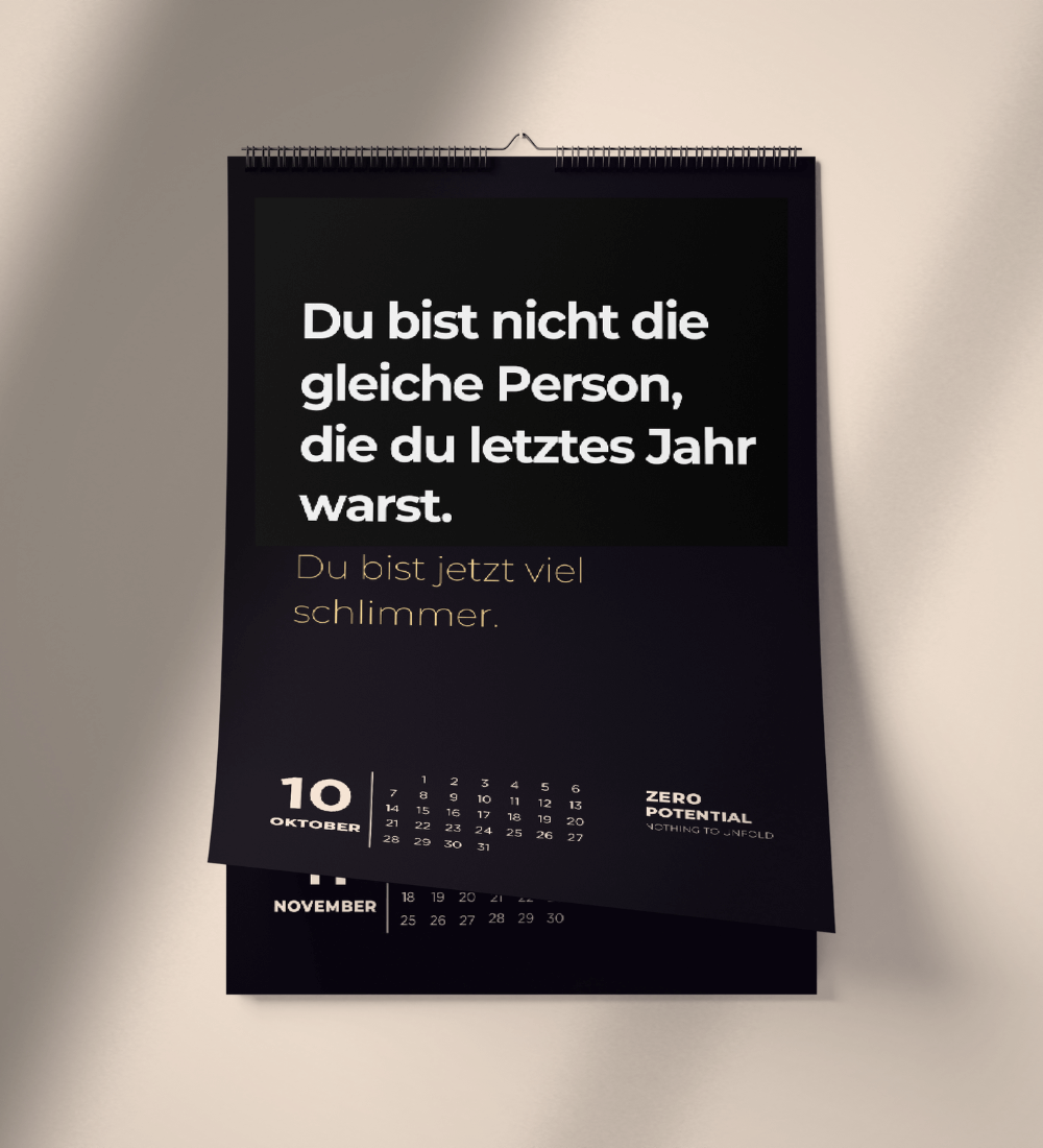 Demotivierender Wandkalender 2025 mit 12 unmotivierenden Sprüchen